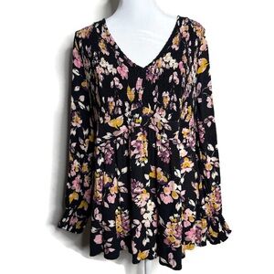 Torrid Floral Babydoll Crinkle Gauze Smocked Top Floral Print Women’s Size 0X